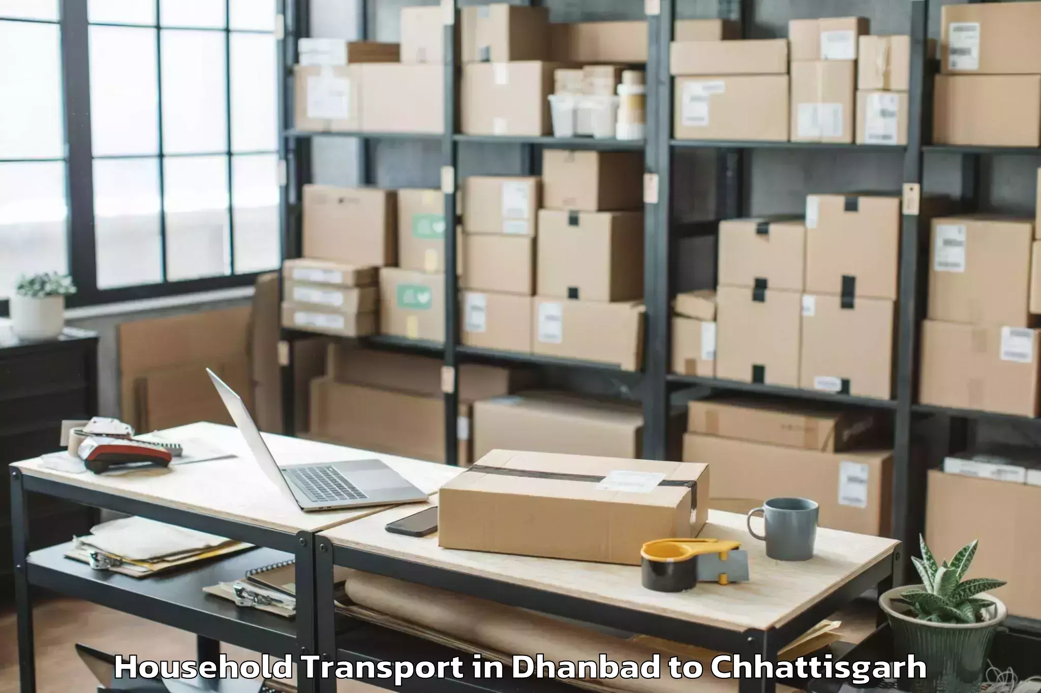 Trusted Dhanbad to Ambikapur Household Transport